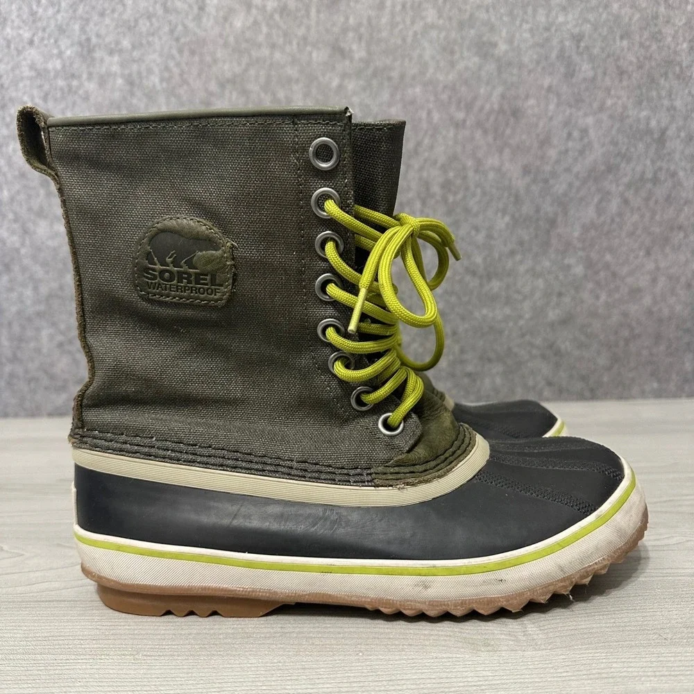 Sorel‎ 1964 Premium CVS Boots Womens Size 8 Olive Green Waterproof Canvas